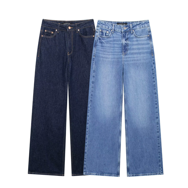 New French fashion and simple high-waisted wide-leg jeans in European and American style for wholesale trade. 6164162