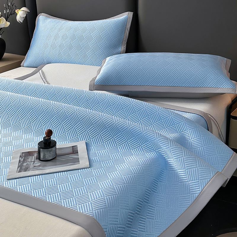 Summer cooling ice silk mat, Class A jacquard, mother and baby grade, air-conditioned soft mat, single/double fitted sheet, machine washable.