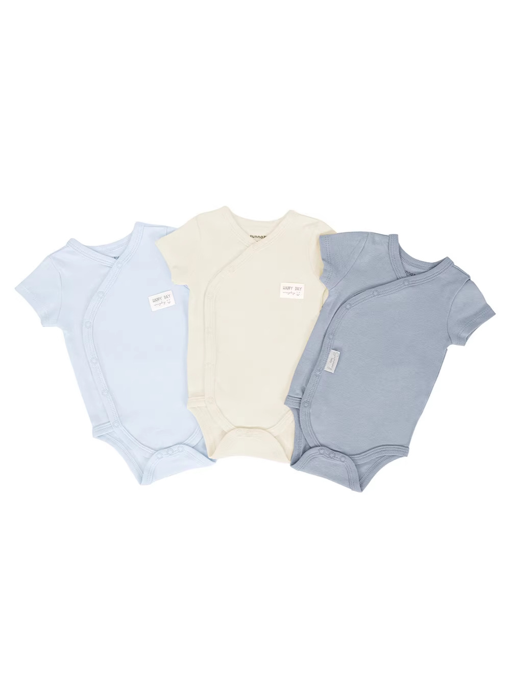 Cross-border solid color baby pure cotton short-sleeved romper triangle bodysuit soft cotton newborn baby crawling suit three-piece set