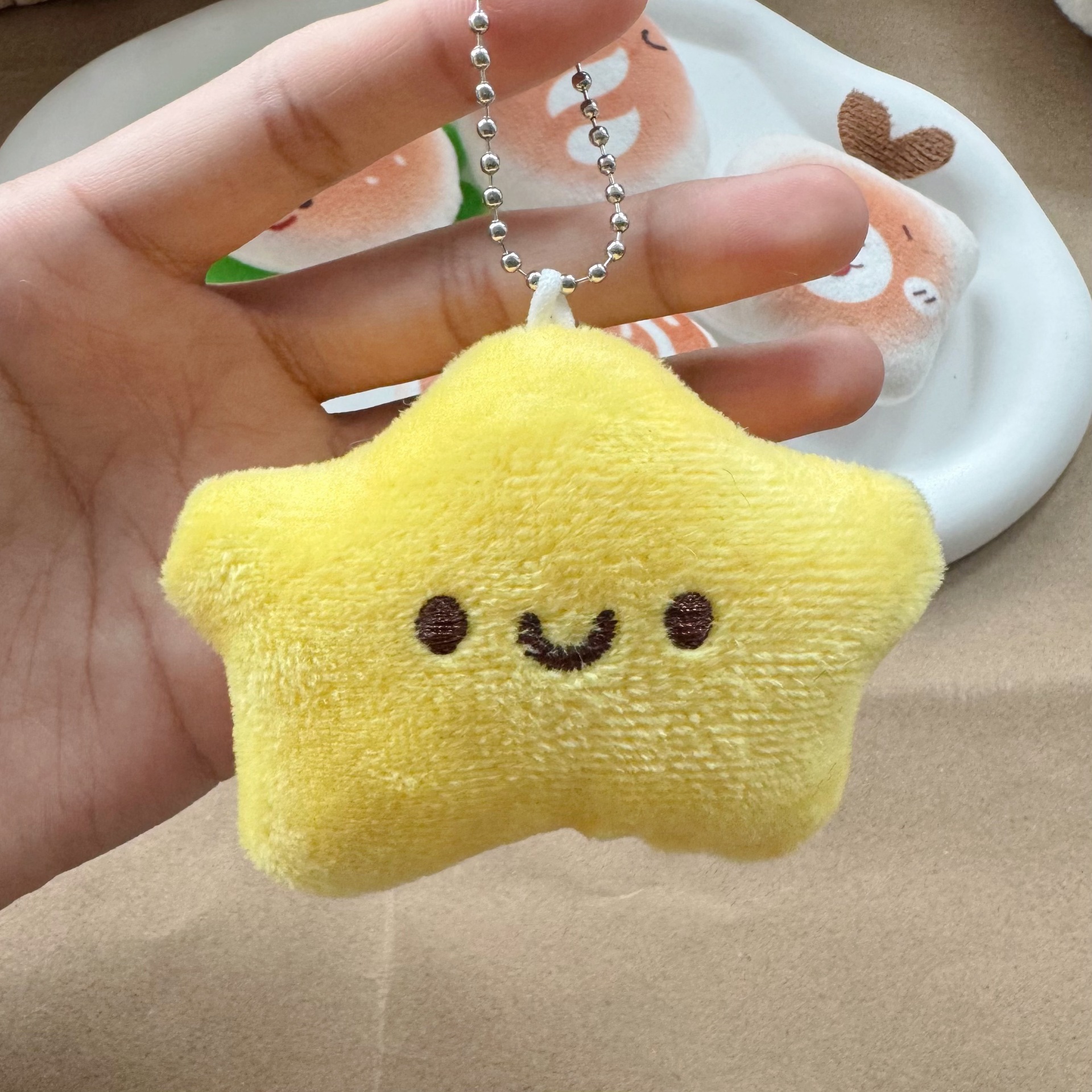 Squeaky plush toy, bag charm, Kapibala star charm, keychain, backpack pendant, small charm