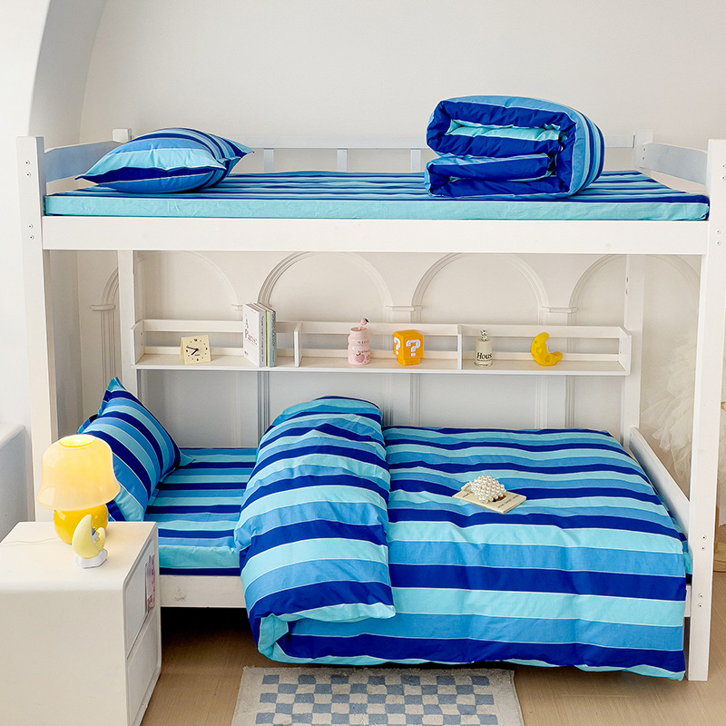 Student dormitory three-piece pure cotton single bed sheet and duvet cover emergency reserve disaster relief all-cotton school bedding