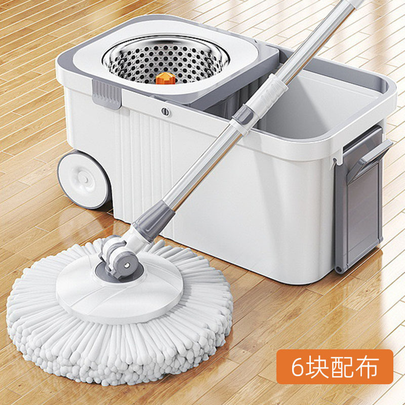 The orange rotating mop bucket set has been upgraded with a thickened mop to spin dry the lazy person, eliminating the need for hand washing and cleaning the mop