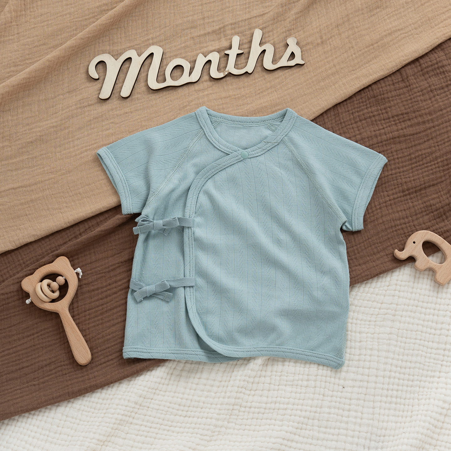 Newborn baby summer thin half-back blouse, Class A pure cotton, seamless top for boys and girls, hand-covering, injury-proof romper set