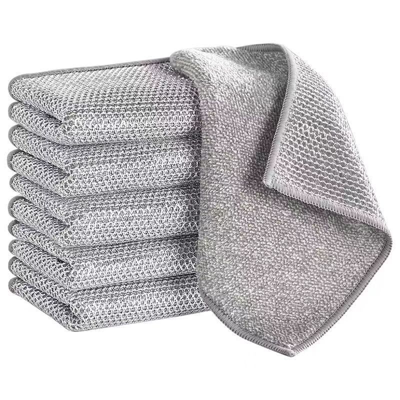 Silver wire dishcloths, steel wire rags, steel wire balls, kitchenware, oil-resistant cleaning dishcloths, thickened scouring pads