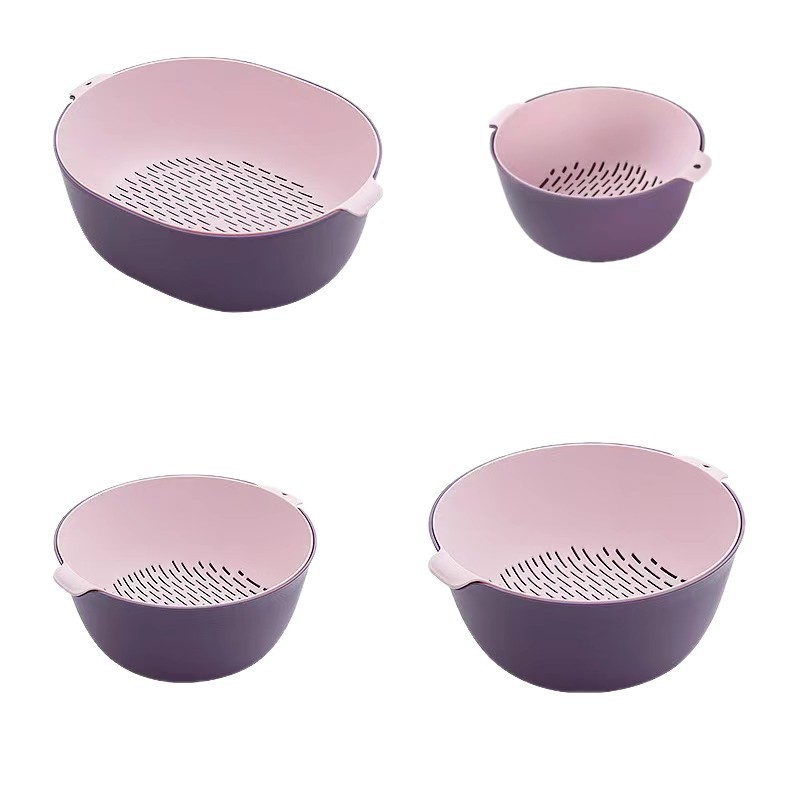 Cross-border popular double-layer drain basket for washing vegetables and fruits, suitable for kitchen and household use.