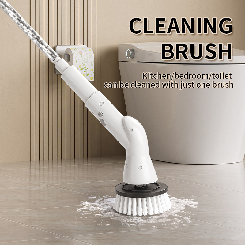 Cross-border best-selling long-handled multi-functional waterproof cordless handheld household replacement rechargeable extendable electric cleaning brush