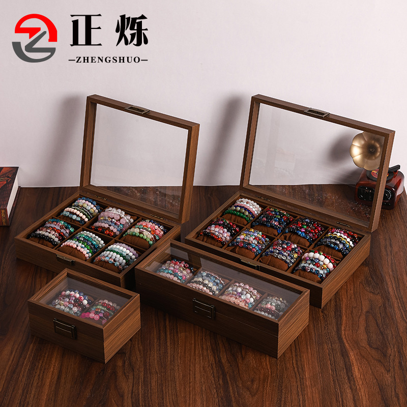 In-stock dust-proof cultural and artistic bracelet storage box with lid, crystal bracelet and bracelet accessory collection box, Buddhist prayer beads and strings display