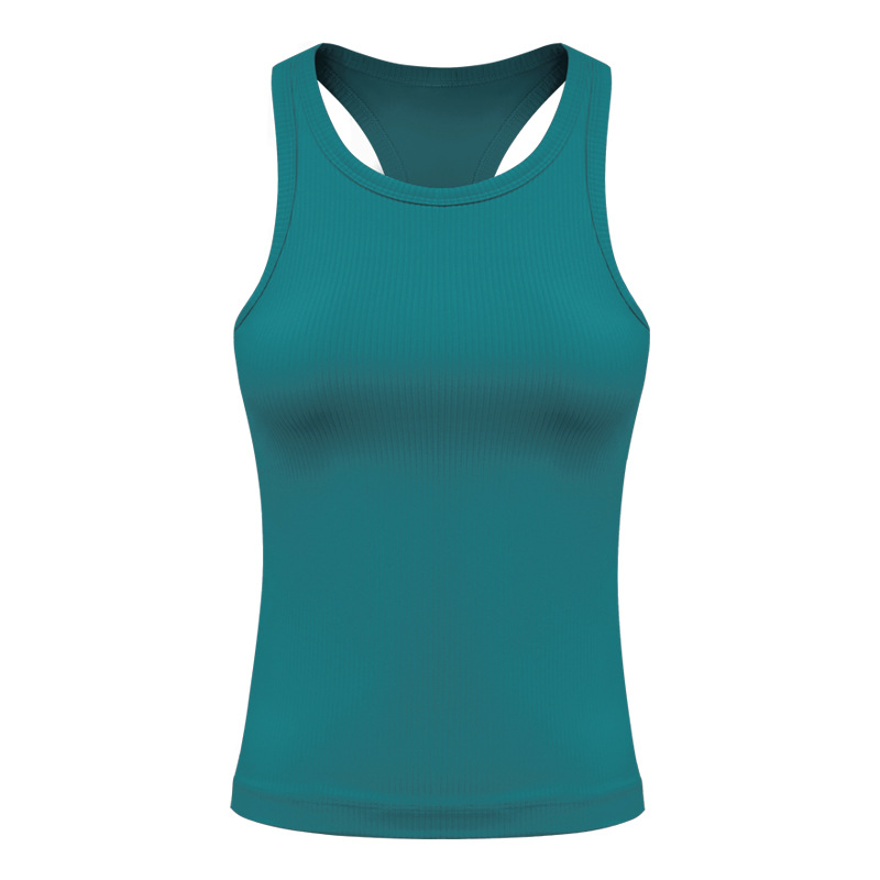 Women's Yoga Outfit 2026 Autumn/Winter New Sleeveless Racerback EBB Vest Sports Outdoor Gym Top with Chest Pads