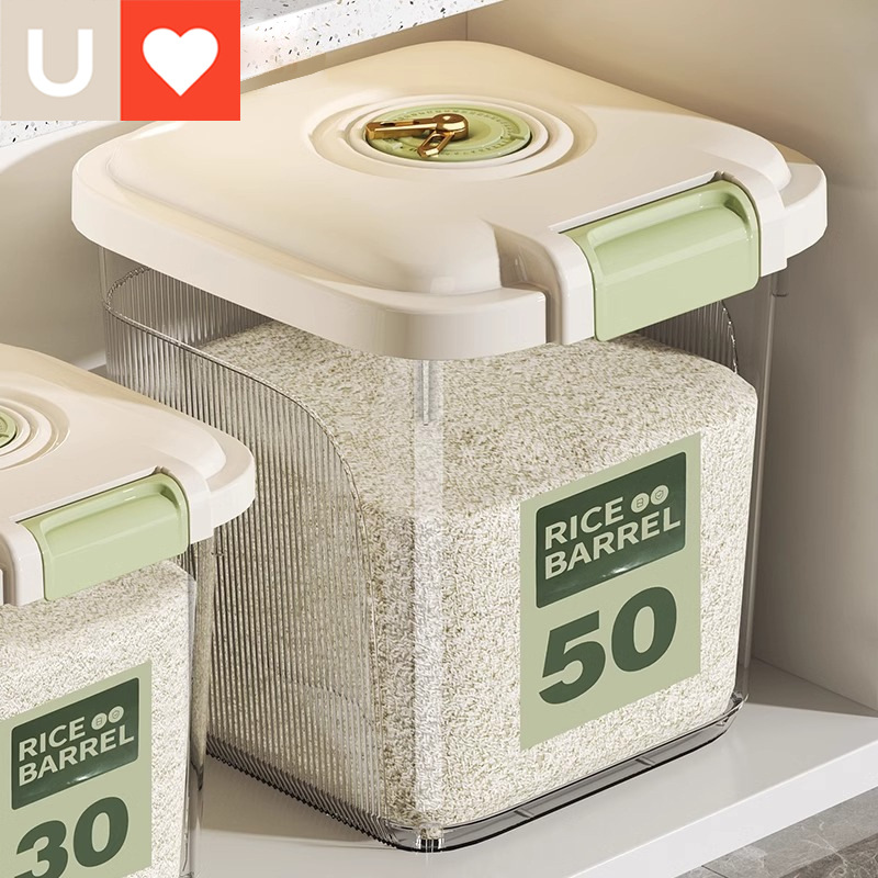 Younai Rice Bucket, New Household 50kg Food-Grade Rice Container, Insect-Proof, Moisture-Proof, Sealed Storage for Grains, Flour, and Rice