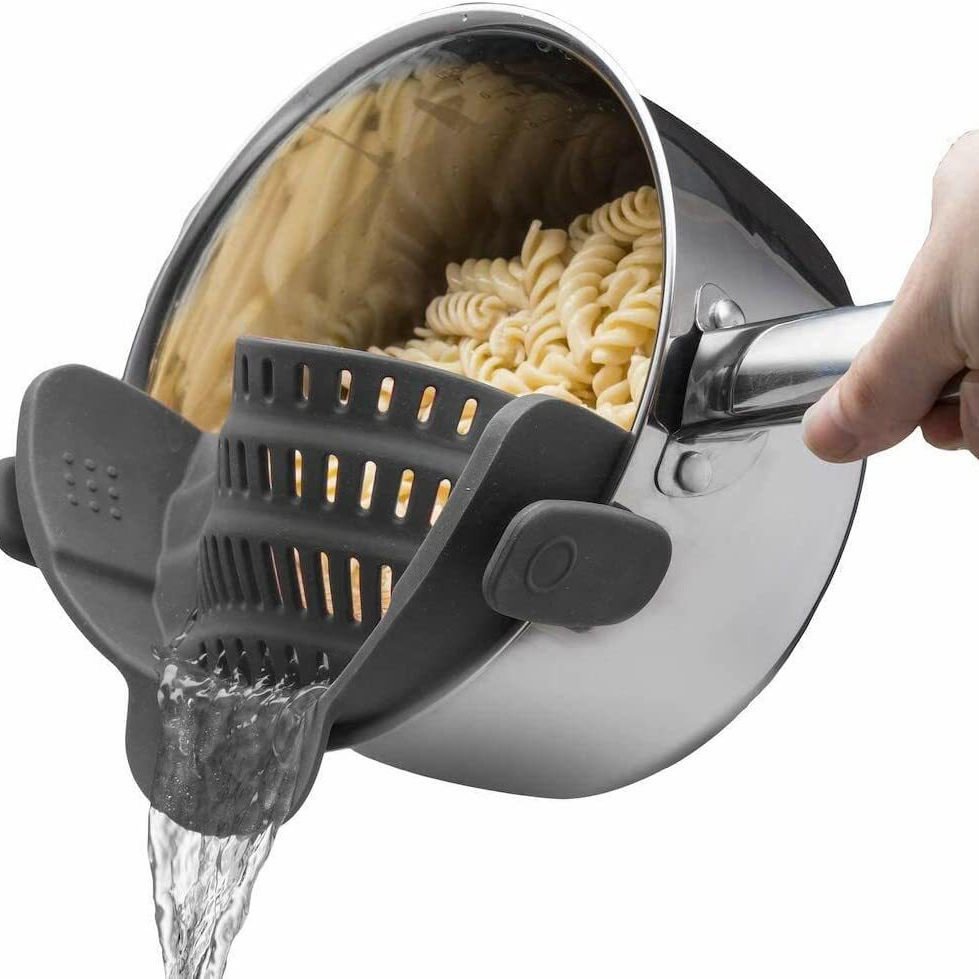 New wide-mouth silicone drainer for pots and pans, household noodle and vegetable strainer, spill-proof water filter.