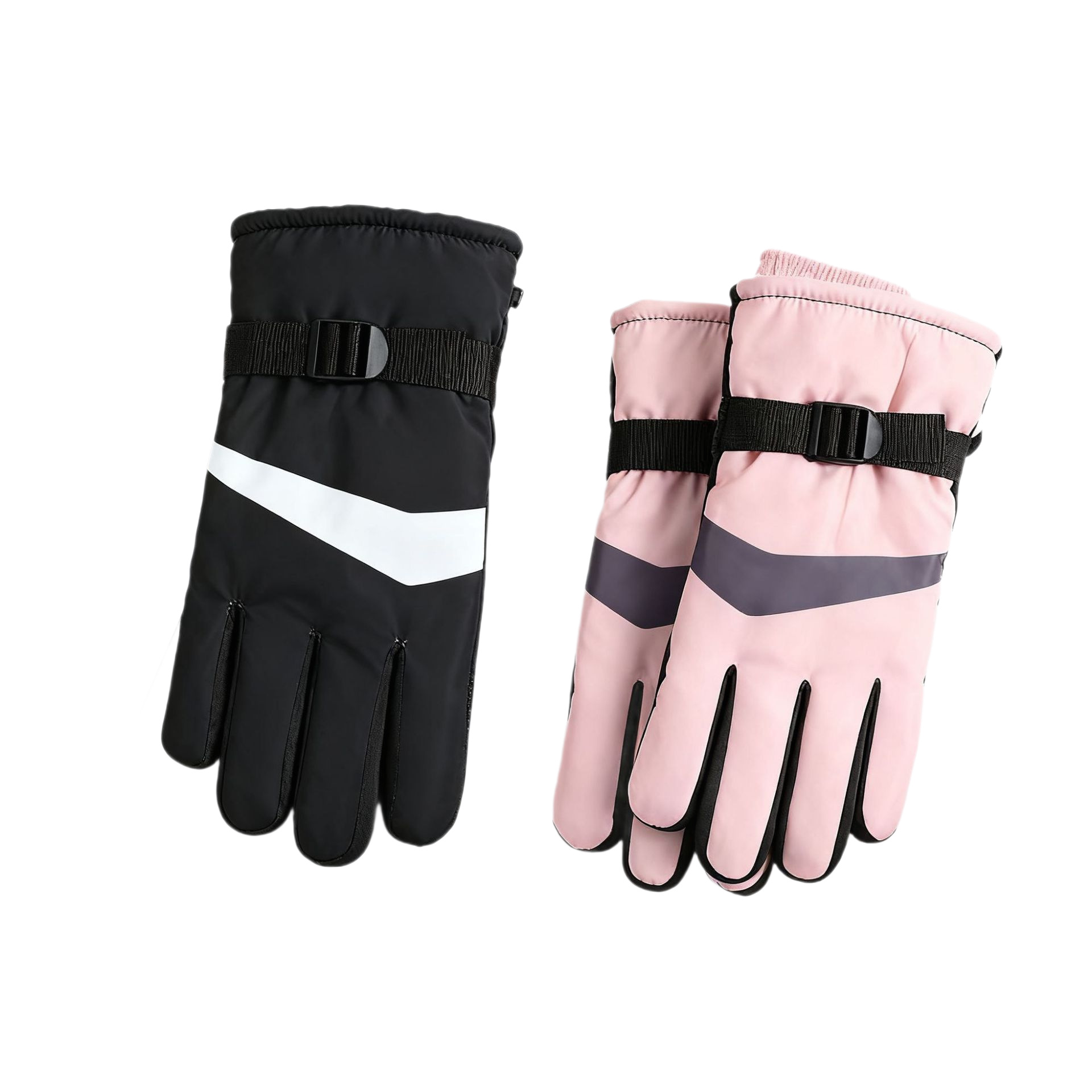 Winter men's and women's cotton-padded thick fleece windproof, anti-slip, warm, waterproof, battery-powered motorcycle touch screen ski gloves