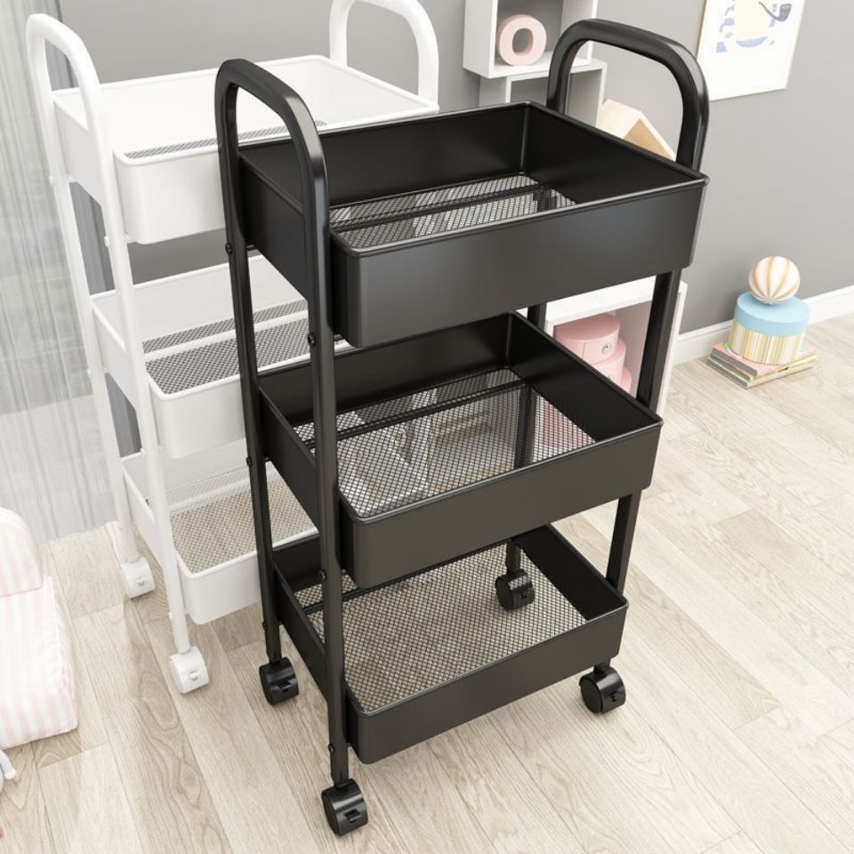 Classic trolley storage rack, multi-tiered floor-standing bedroom snack storage rack, portable bathroom organizer.