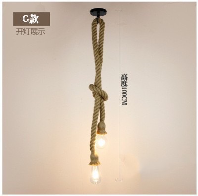 Vintage American retro single-head hemp rope chandelier industrial style lighting fixture