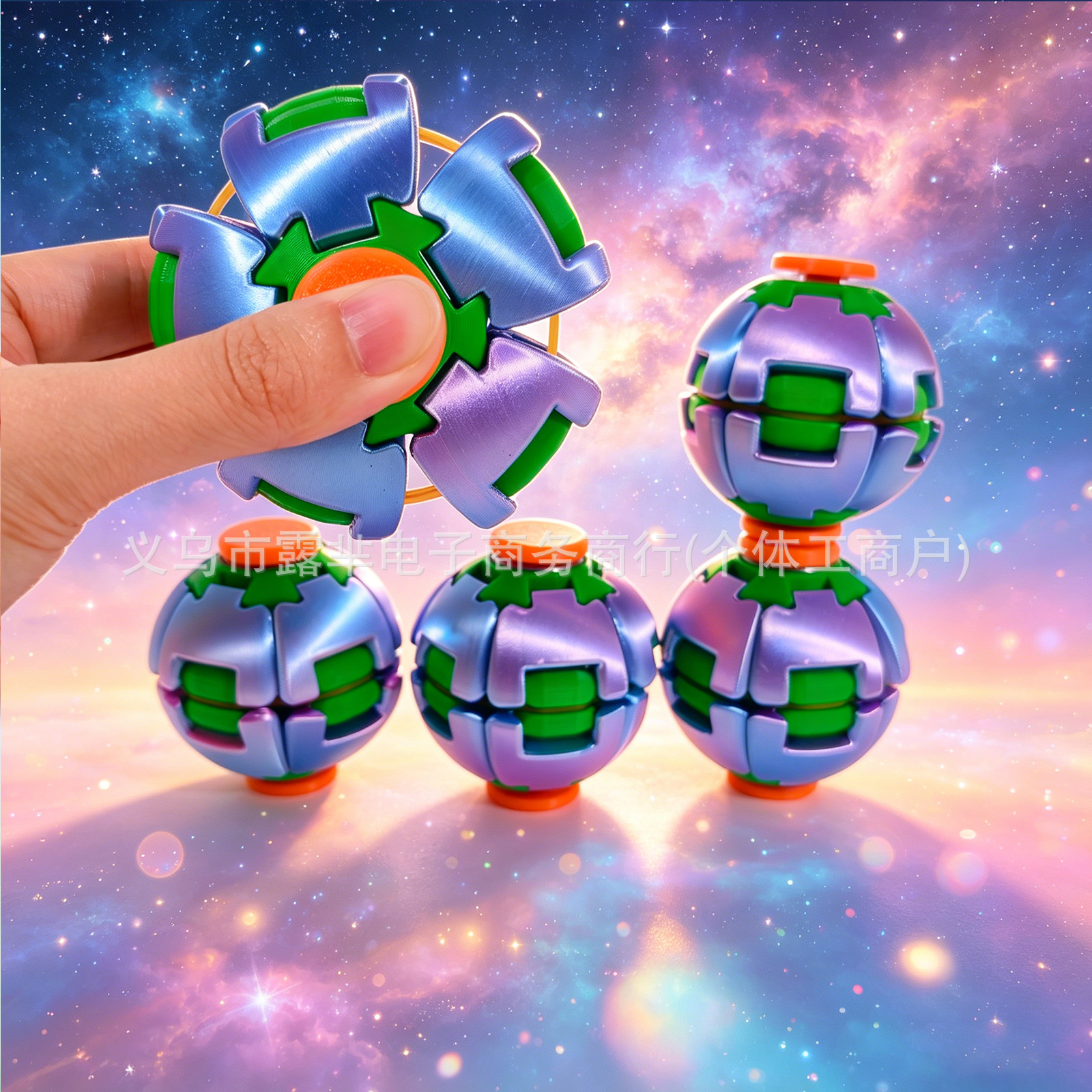 Cross-border popular 3D printed push-and-rotate dual-play stress relief toy desktop ornament wholesale children's toy