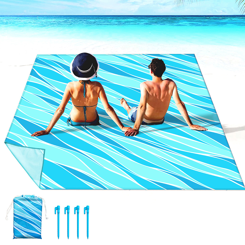 Amazon Outdoor Camping Nylon Waterproof Picnic Mat Portable Foldable Moisture-proof Mat Polyester Printed Beach Mat