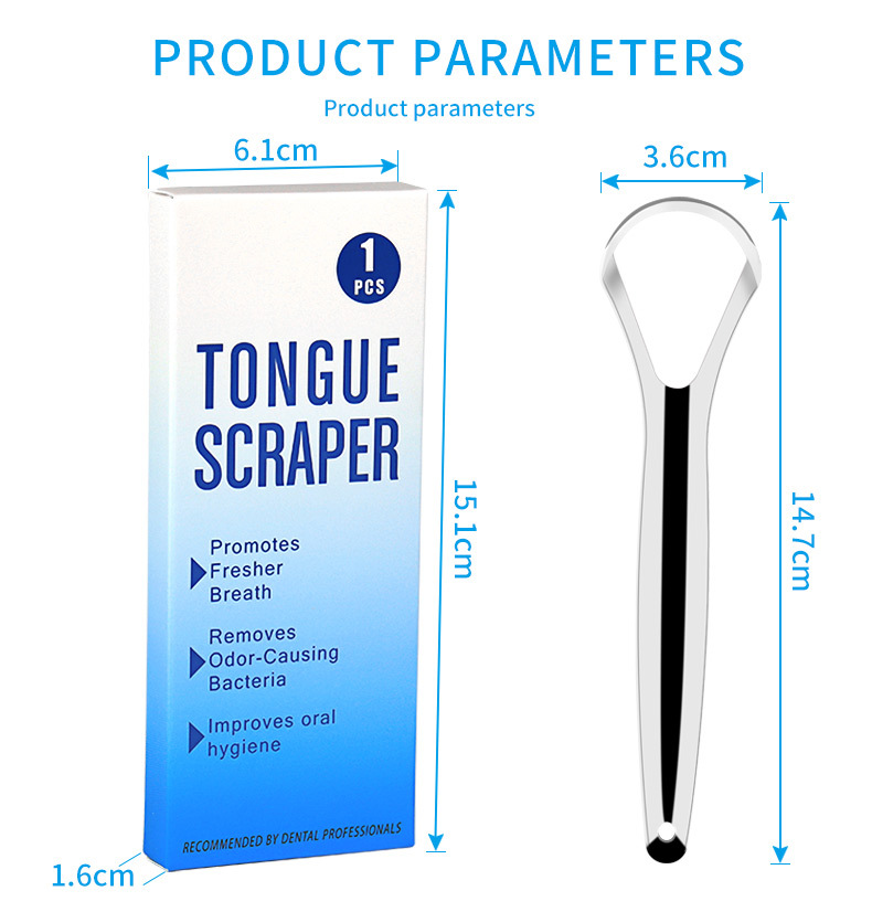 Cross-border wholesale stainless steel tongue scraper, oral hygiene product, tongue brush, tongue cleaning kit