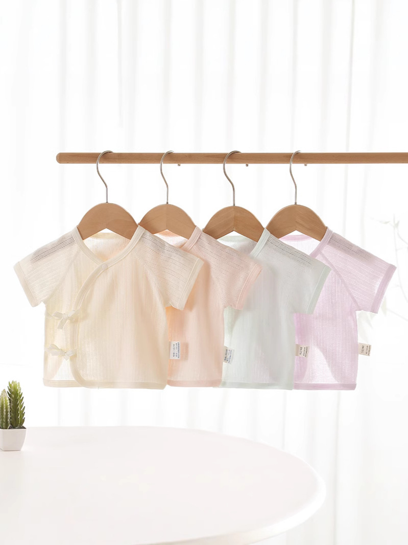 Baby summer half-back blouse, newborn pure cotton seamless thin top, newborn baby summer clothes for newborns