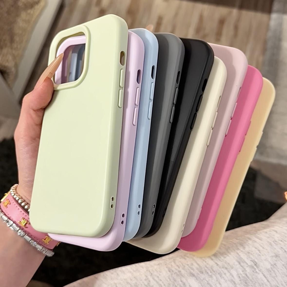 Imitation liquid silicone case for Apple iPhone 17 solid color phone case, iPhone 15 simple design, glutinous rice jelly color, thickened.