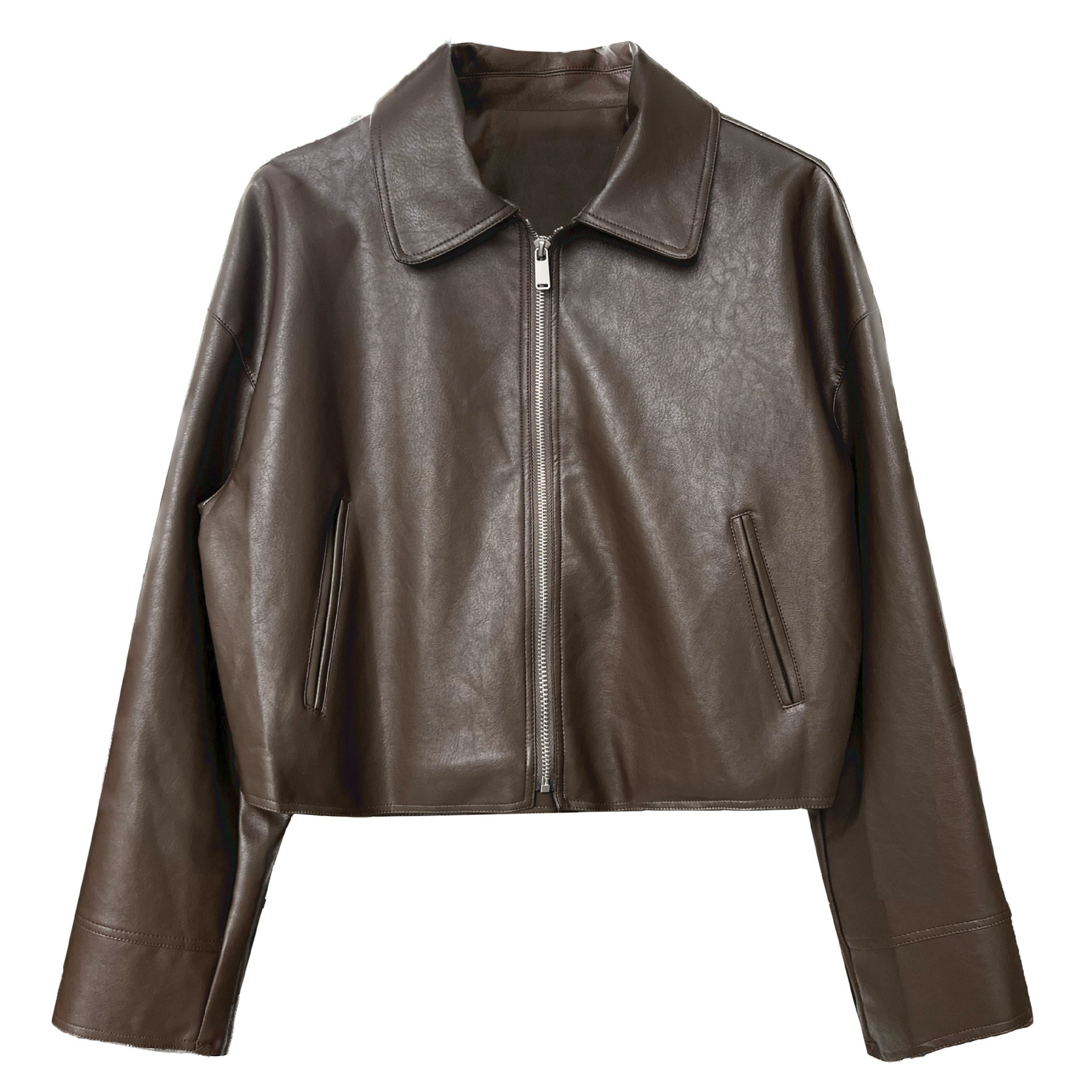 LUXI's cool and stylish high-end look ~ Lapel leather jacket for women, spring and autumn, Hong Kong-style pu leather jacket, motorcycle top, trendy 9595