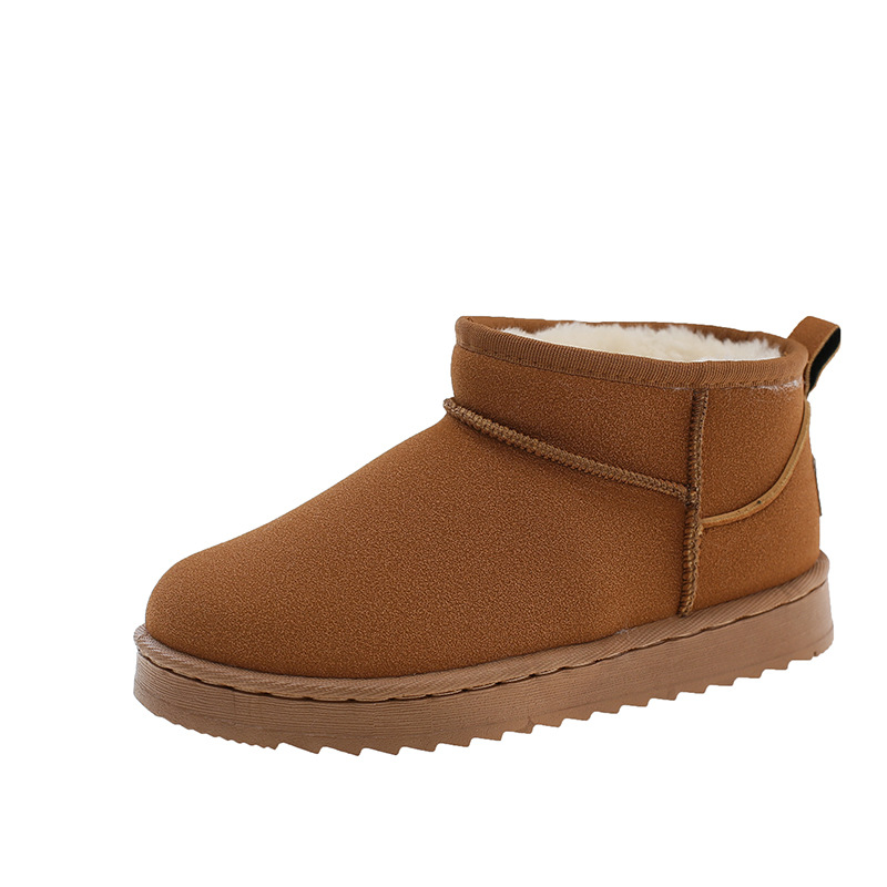 Thick-soled snow boots for women 2026 winter, large-sized fur one-piece short boots with fleece and thickening, Northeast warm cotton shoes for women