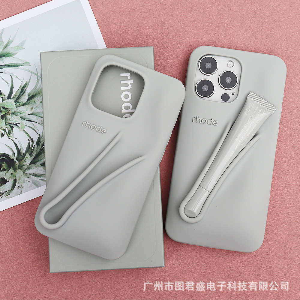Rhode new color ribbon case, silicone full-coverage, suitable for iPhone 13/14/15/16 Pro Max Apple phone case