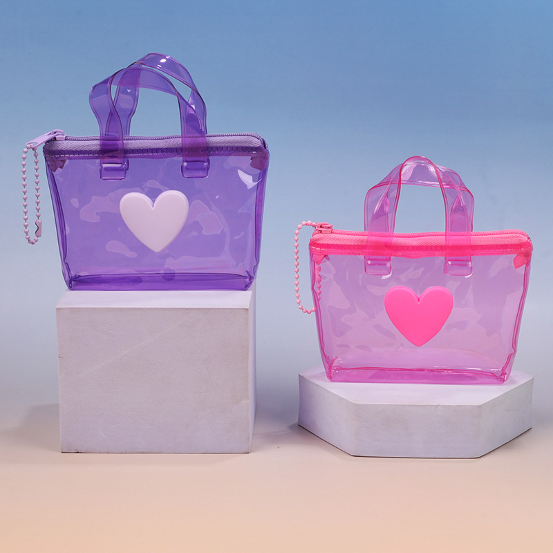 Heart-shaped solid color jelly waterproof coin purse mini handbag storage bag girly gift ornament earphone bag wholesale