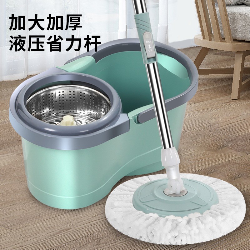 Wholesale of dual-drive rotary mop spin-drying bucket for household lazy people, hand-pressed wheeled figure-eight mop bucket set