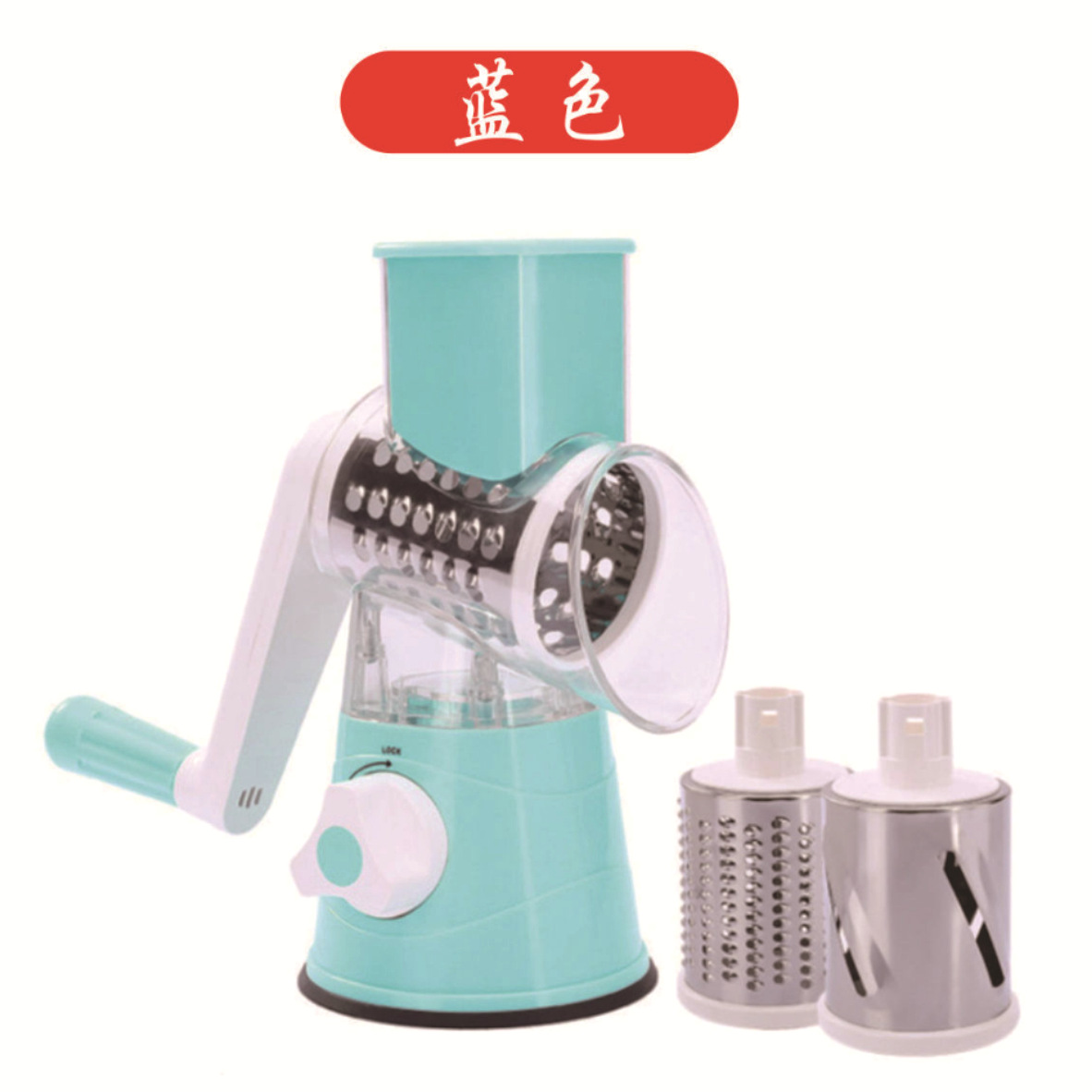Cross-border three-in-one multi-functional slicer, kitchen small tool, vegetable, fruit and potato spiral slicer, hand-cranked slicer