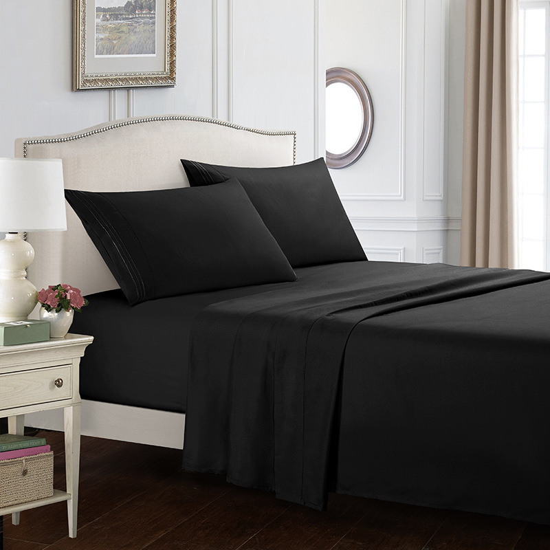 Amazon, eBay, cross-border e-commerce, four-piece embroidered solid color bedding set