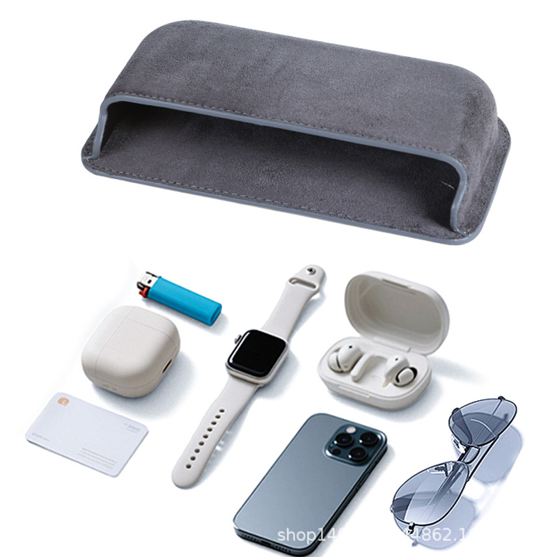 Cross-border car adhesive glasses case, multi-functional storage box for cars, universal suede leather storage bag