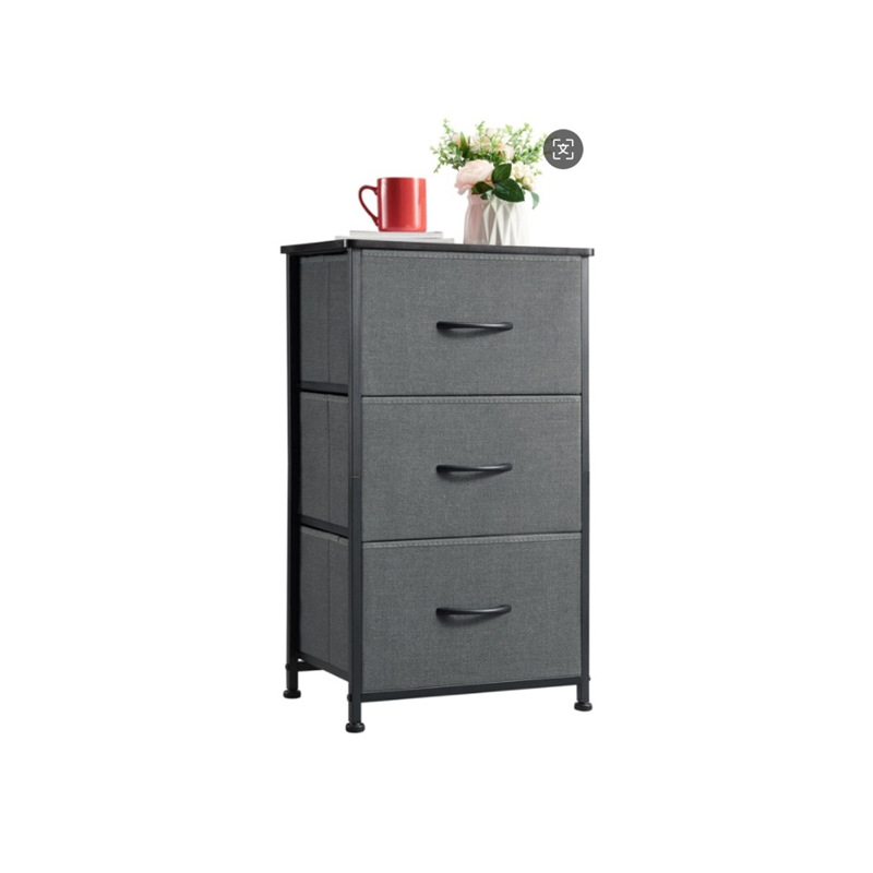 Floor-standing 3-tier storage cabinet/bedside table, simple household fabric dressing table, available in multiple colors, factory direct sales.