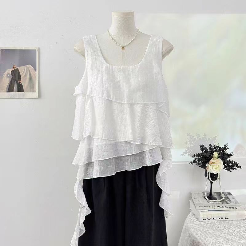 Summer Irregular Design Loose Sleeveless Tank Top, 2026 New Style, Simple, Elegant, Stylish, and Versatile