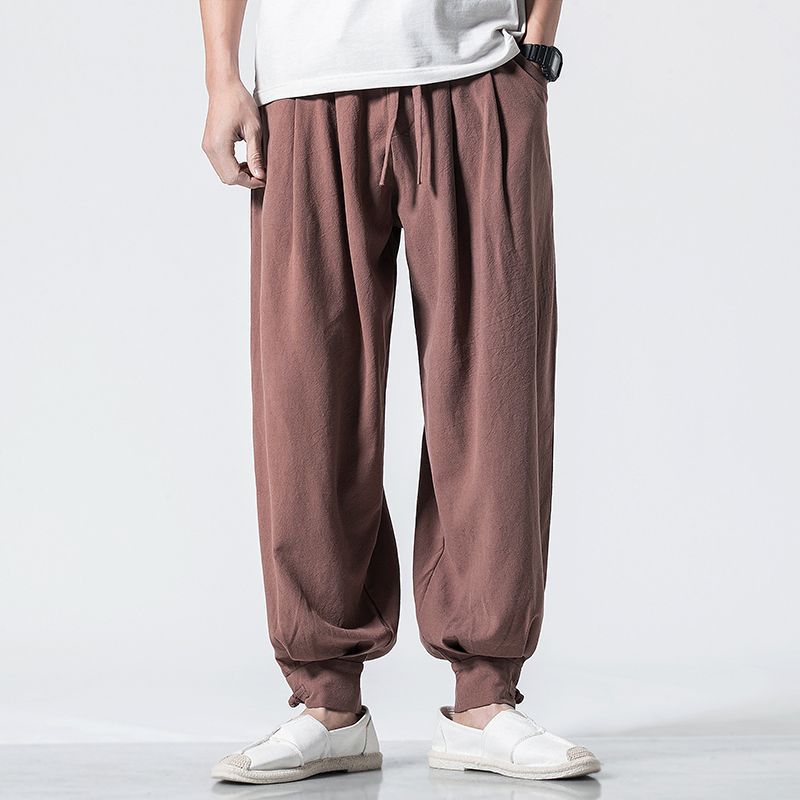 Monk Pants - No Leg Binding, Cotton Linen, Loose Fit, Suitable for Monks and Lay Buddhists, Meditation Pants, Spring/Summer Long Pants