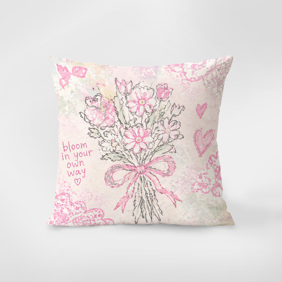 Cute cartoon throw pillow cushion for the living room, Korean-style nap pillow, square pink girlish waist pillowcase