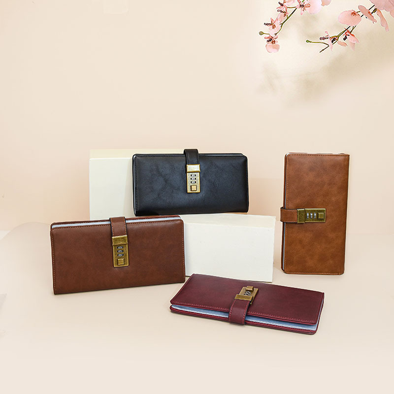 New type of password lock, high-end passbook, check holder, multi-functional flat bank certificate of deposit, cash flat storage wallet