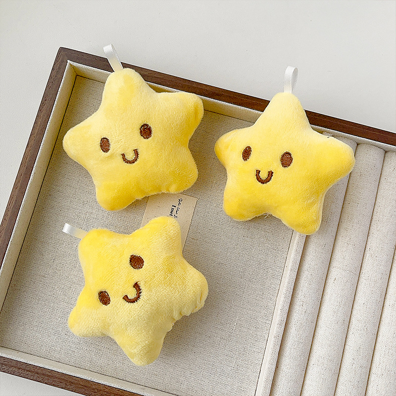 Squeaky Plush Star Keychain Charm Backpack Decoration Doll Pendant Cute Plush Toy Accessories