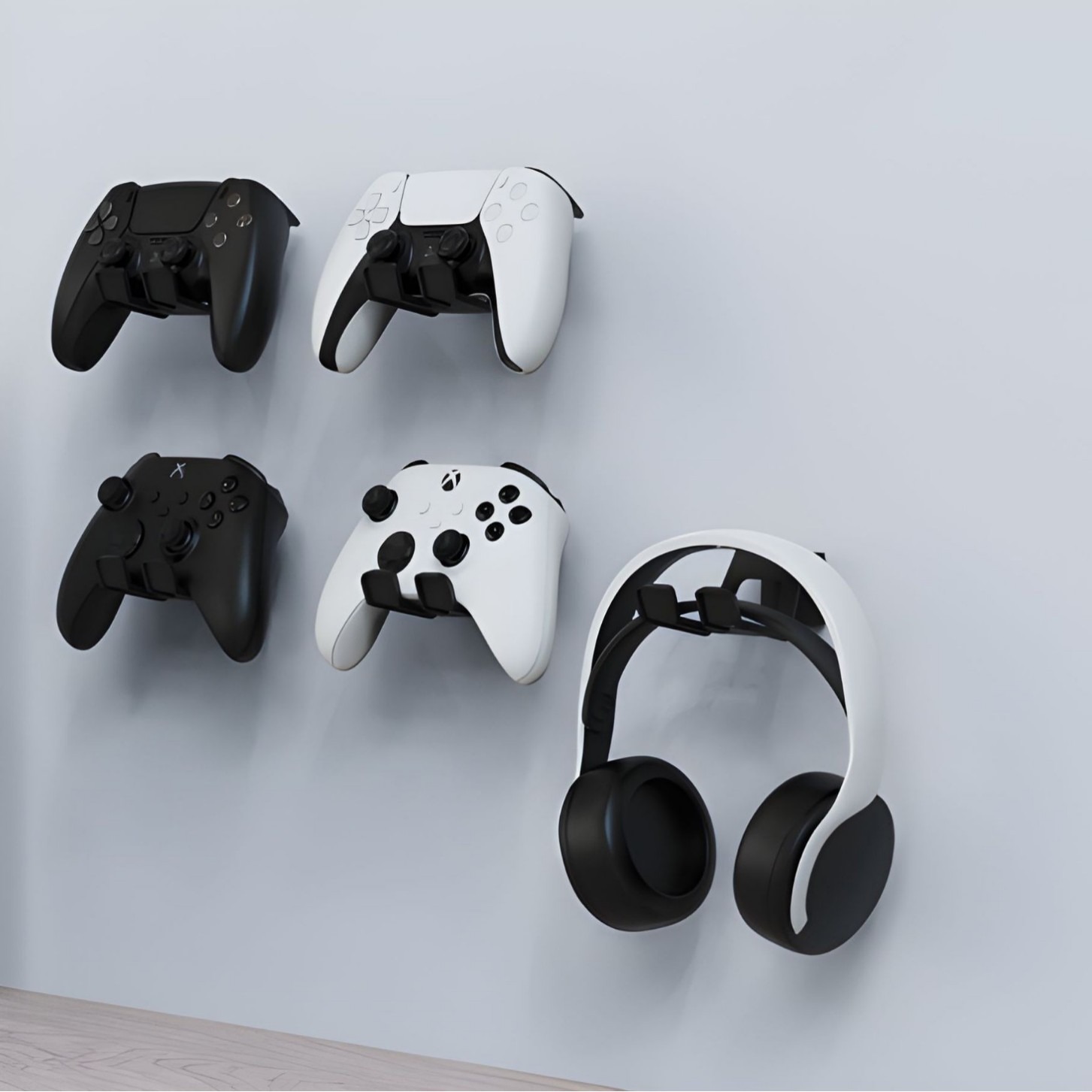The stand is sturdy and practical. It is suitable for storing player game controllers and home console gamepads without the need for drilling. It is a wall-mounted stand