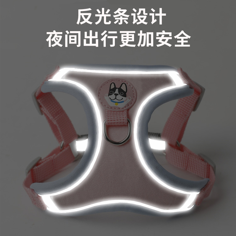 New pet chest harness, vest style dog harness, small dog leash wholesale, reflective dog leash