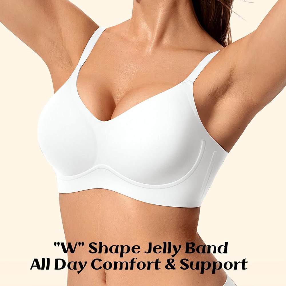 Women's Jelly Bra, Wire-Free T-Shirt Bra, Seamless Push-Up Bra with Support