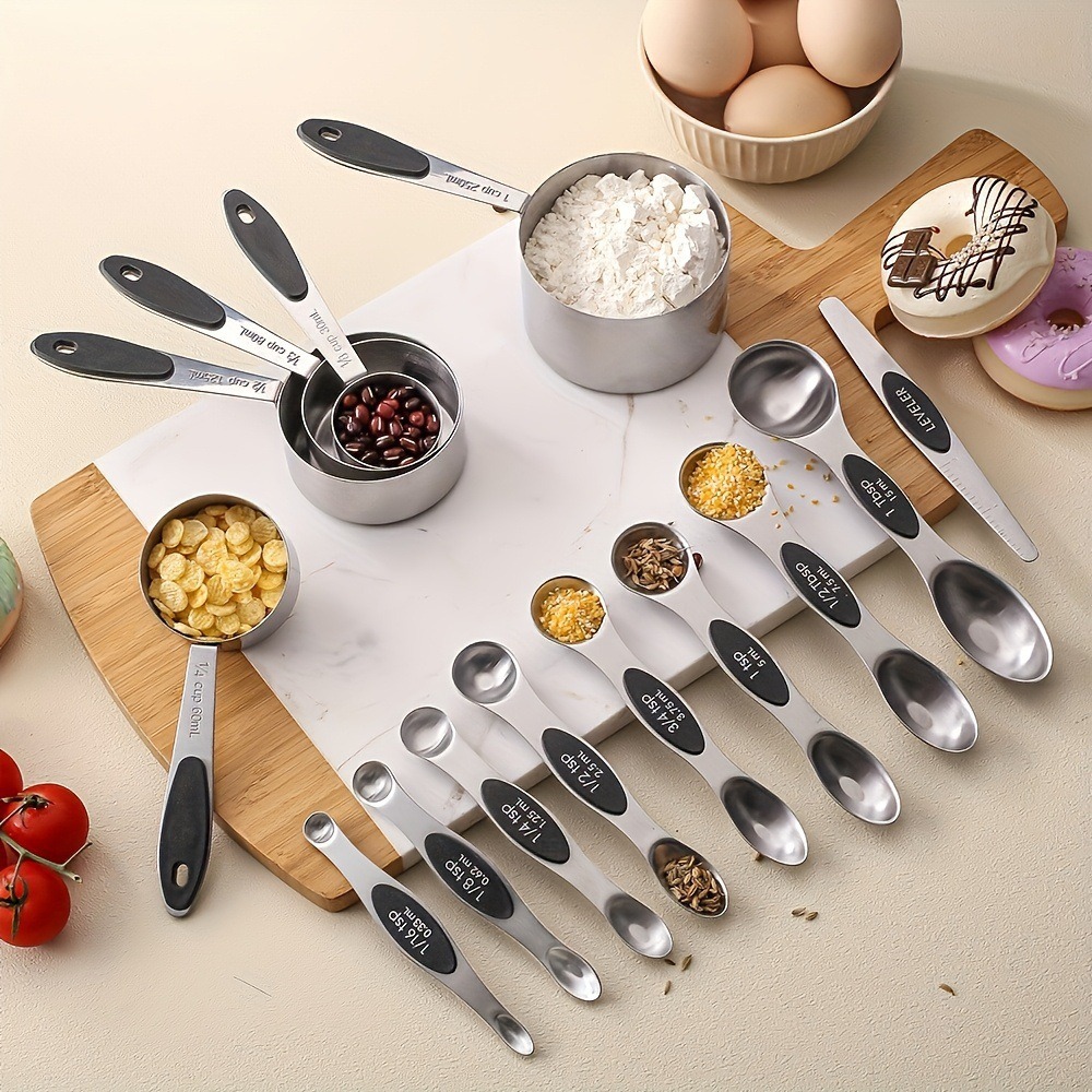In-stock cross-border exclusive magnetic stainless steel measuring cups, measuring spoons, seasoning measuring cups, scale baking measurement magnetic sets