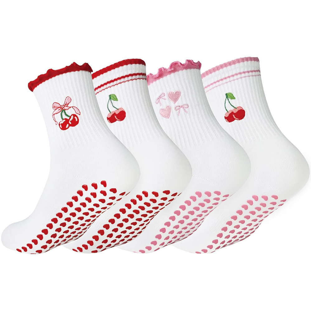 Amazon Women's Yoga Socks Autumn/Winter Mid-Calf Floor Socks Fitness Dance Pilates Professional Non-Slip Sports Socks
