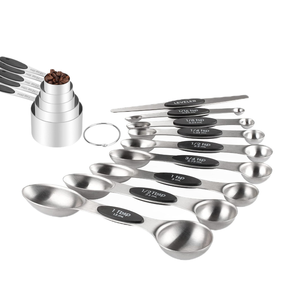FCM stainless steel measuring cup and measuring spoon 23-piece set with graduated measuring cup, household measuring spoon, food-grade baking tools