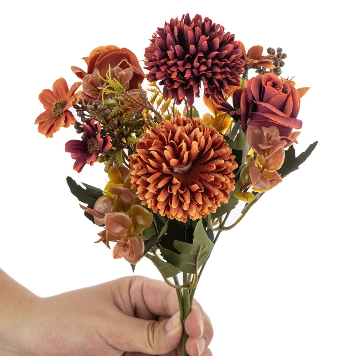 Cross-border artificial flowers: 6-head autumn chrysanthemum rose wedding artificial flower bouquet, wholesale of artificial handcrafted artificial flower plants