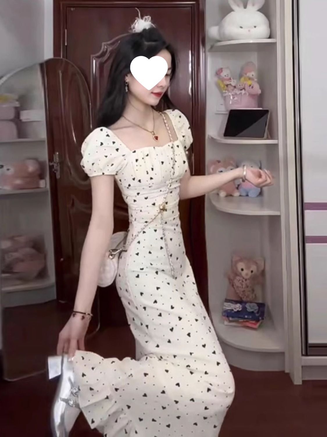 2026 Summer Dress: Slim Fit, Flattering, and Elegant French Style Square Neck Floral Polka Dot Maxi Dress