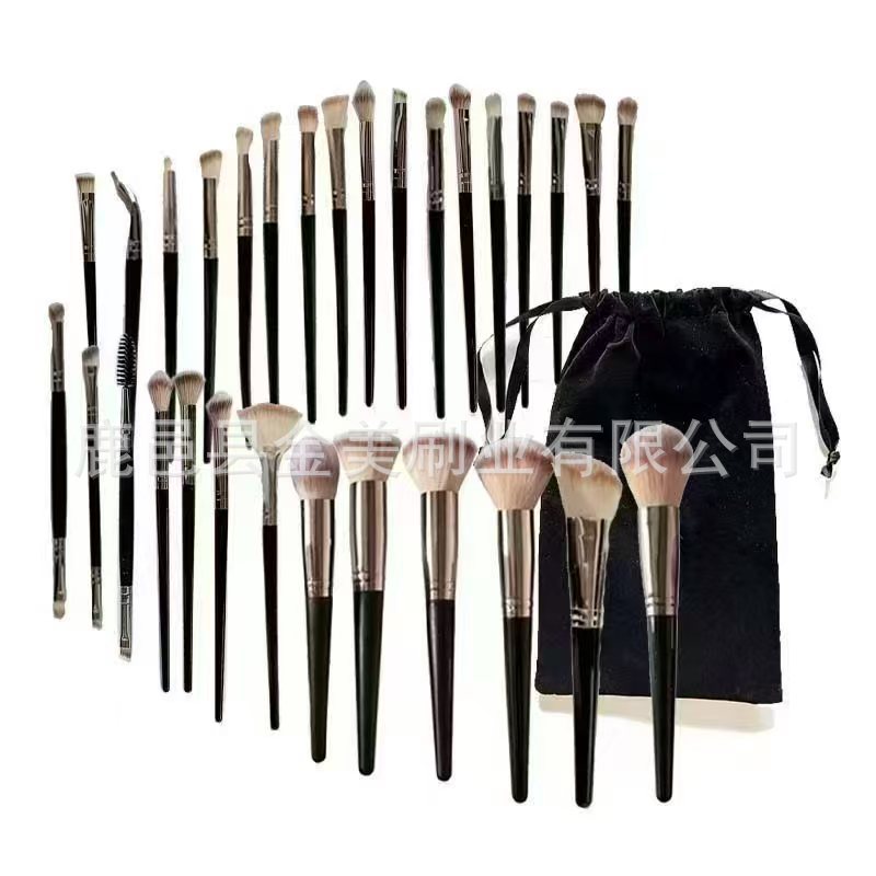 Cross-border powder loose brush 30-piece makeup brush set with storage bag, blush, nose shadow brush, soft bristles, complete makeup tool set