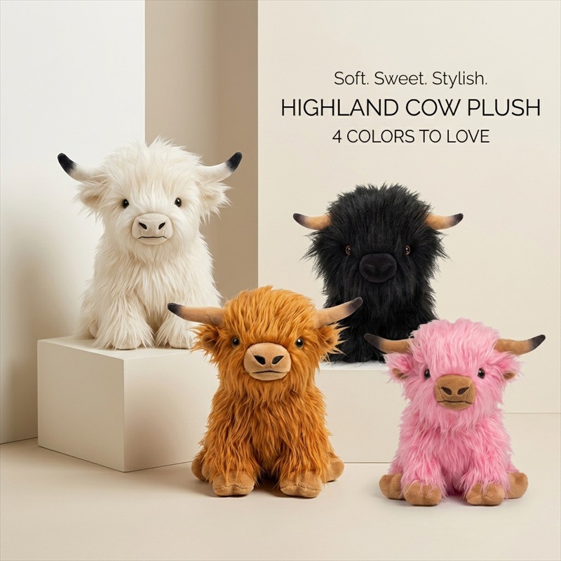 Cross-border bestseller and Internet celebrity Highland Cow Scottish Ground Cow plush toy simulation long-haired yak doll
