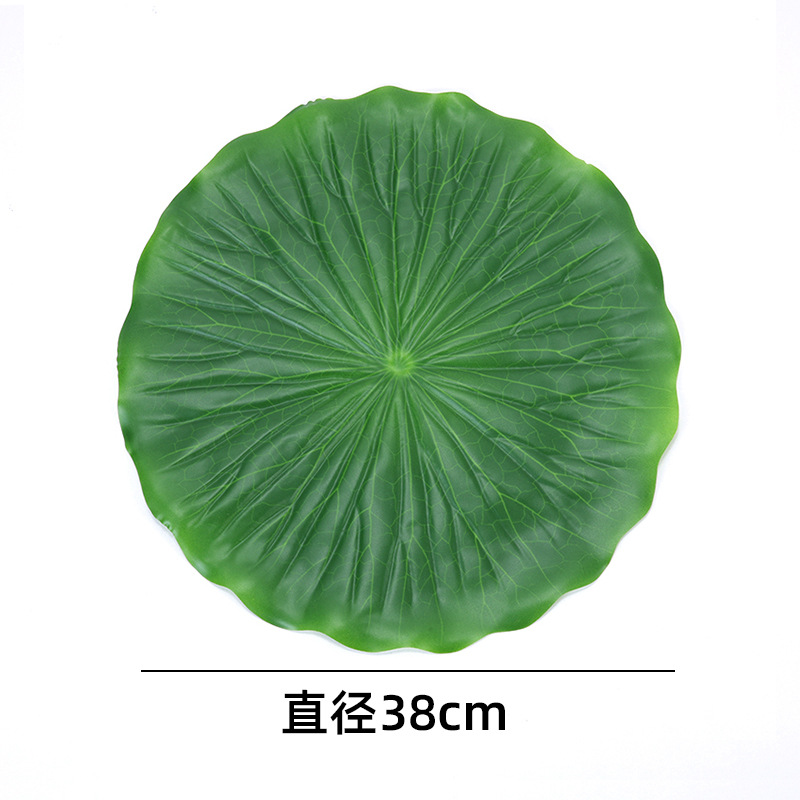 Artificial lotus leaf decorations for restaurant dishes, plating, barbecue mats for seafood and fruit, and meat skewers.