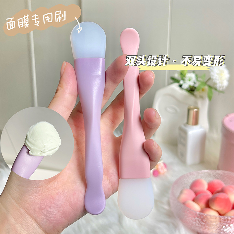 GECOMO Slim Waist Double-Headed Silicone Facial Mask Brush - Multi-functional Mud Mask Brush