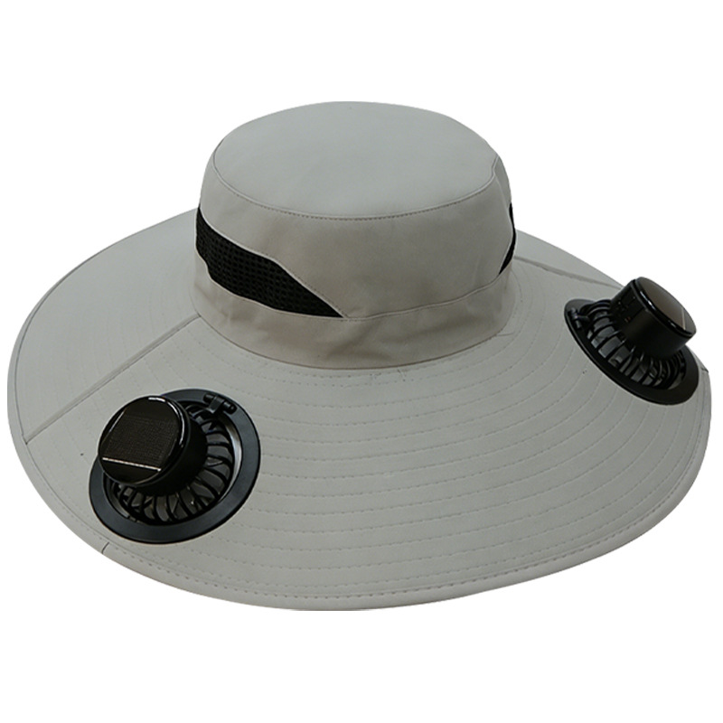 Solar-powered hat with fan charging, summer wide-brimmed sun protection hat, men's sunshade fisherman hat, sunshade, quick-drying solar hat.