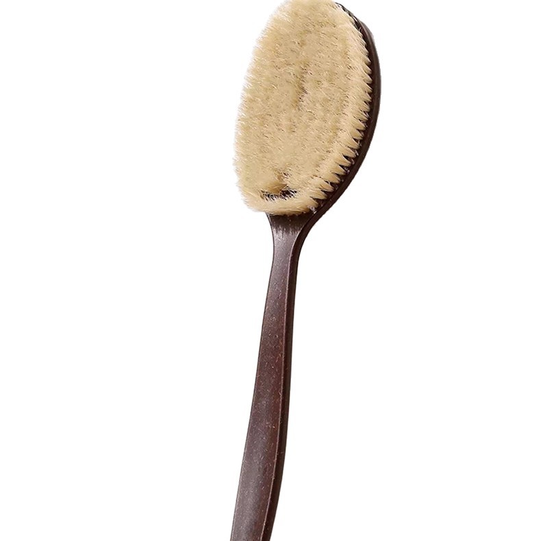 Extended handle soft-bristled bristle bath brush, a household back scrubbing wonder, dry and wet dual-purpose body brush, bathroom cleaning brush